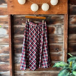 Plaid full skirt Kate Kasin L large elastic waist